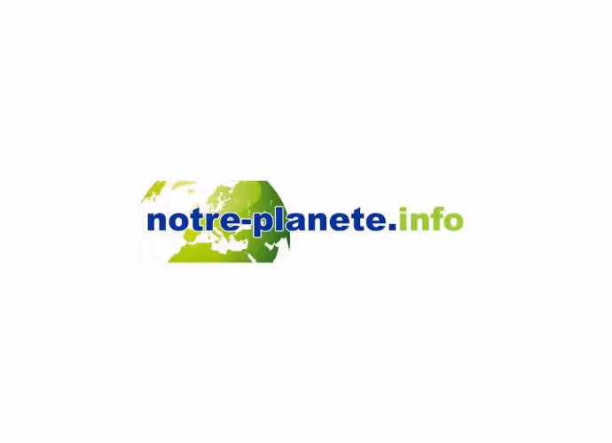 Logo du site notre-planete.info : texte bleu et vert devant un globe terrestre vert, sur fond blanc